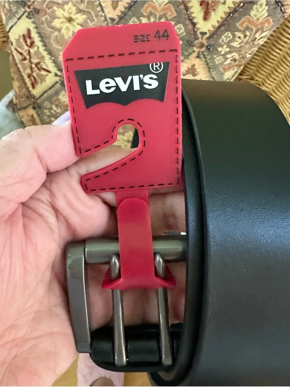 Mens Brand New Levis Black Leather Logo Belt